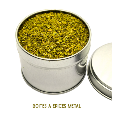 Boîte à épices métal argenté 100ml – Pot Vide, rechargeable | Rangement cuisine