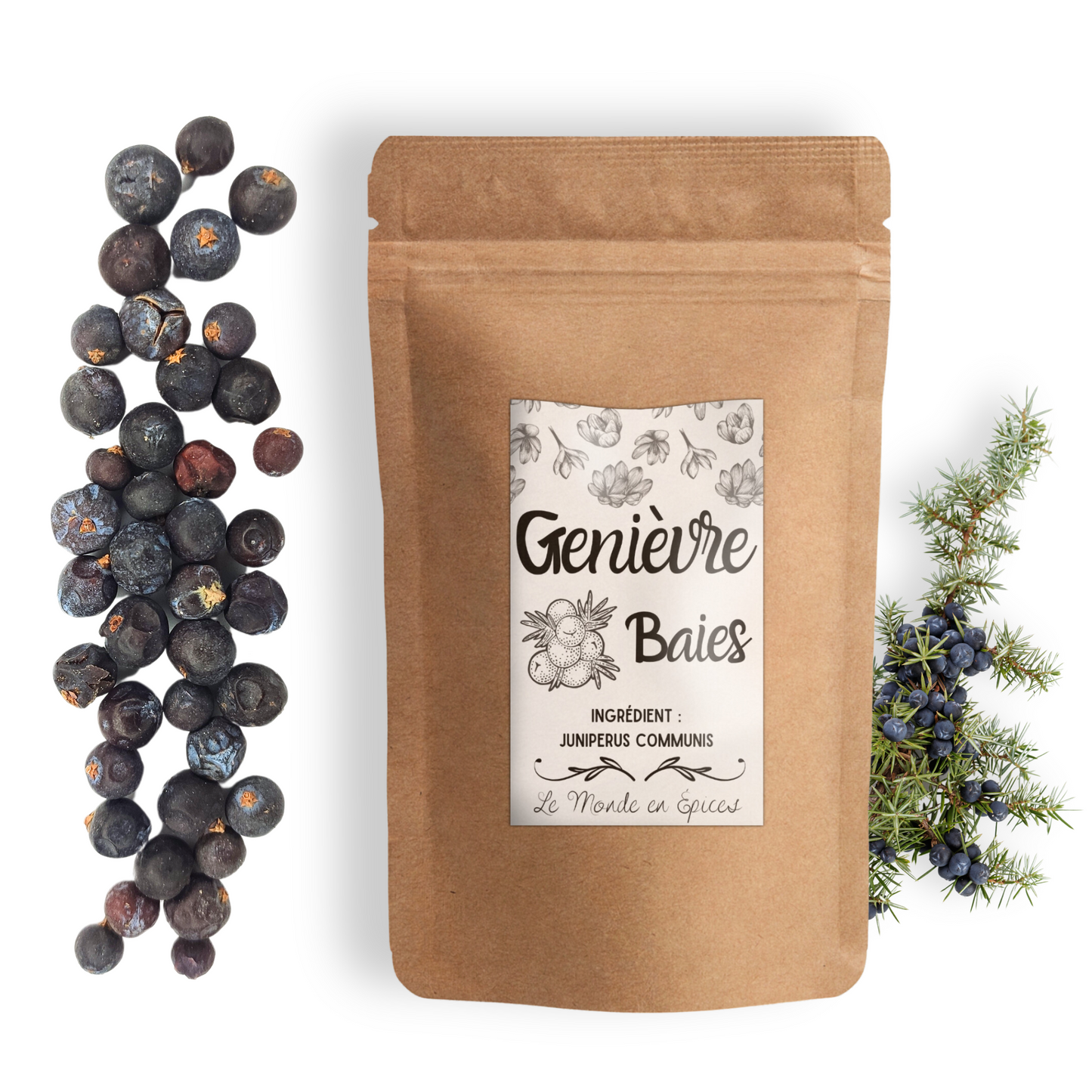 Bayas enteras de enebro.