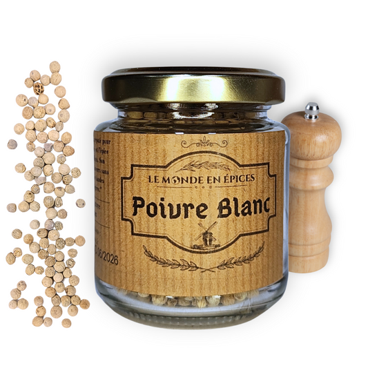 Poivre blanc du Sri Lanka 75g - Pot en verre
