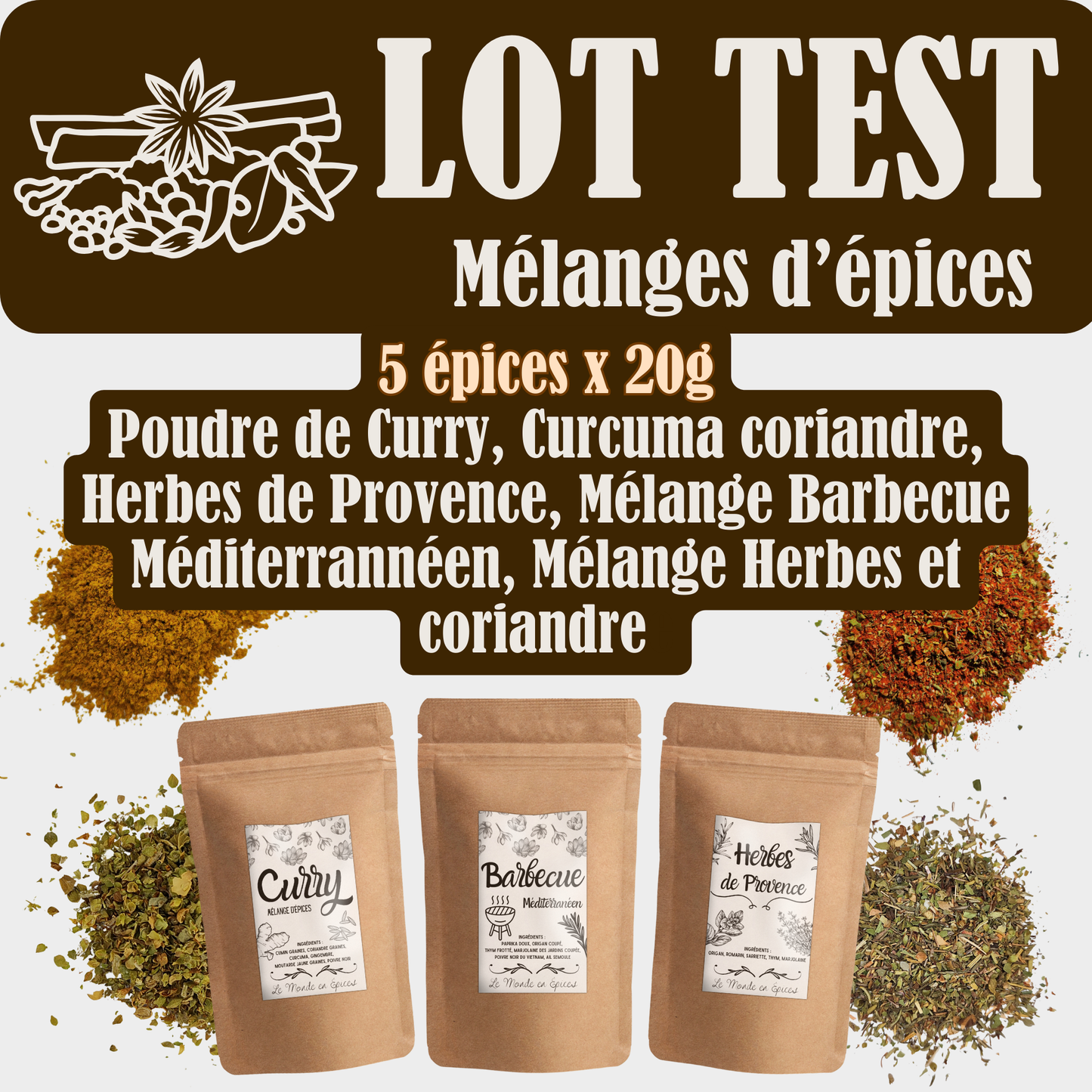 Lot de 5 Mélanges d'Épices
