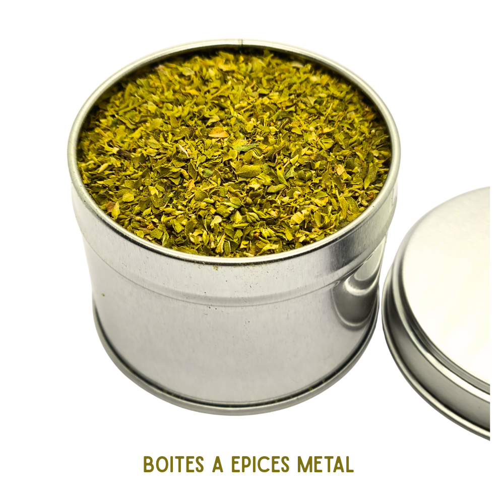 Boîte à épices métal argenté 100ml – Pot Vide, rechargeable | Rangement cuisine