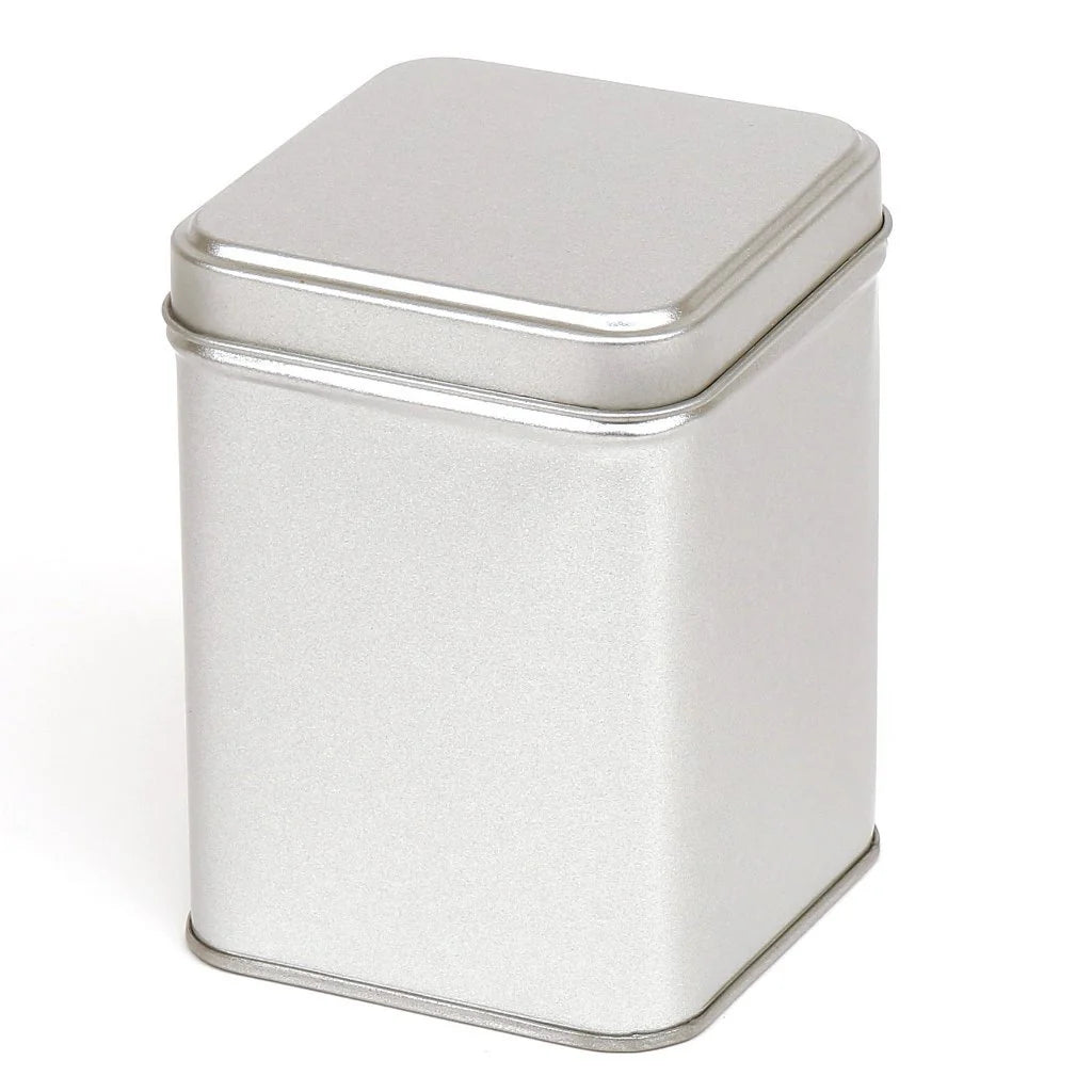 Boîte à épices et tisanes en métal argenté