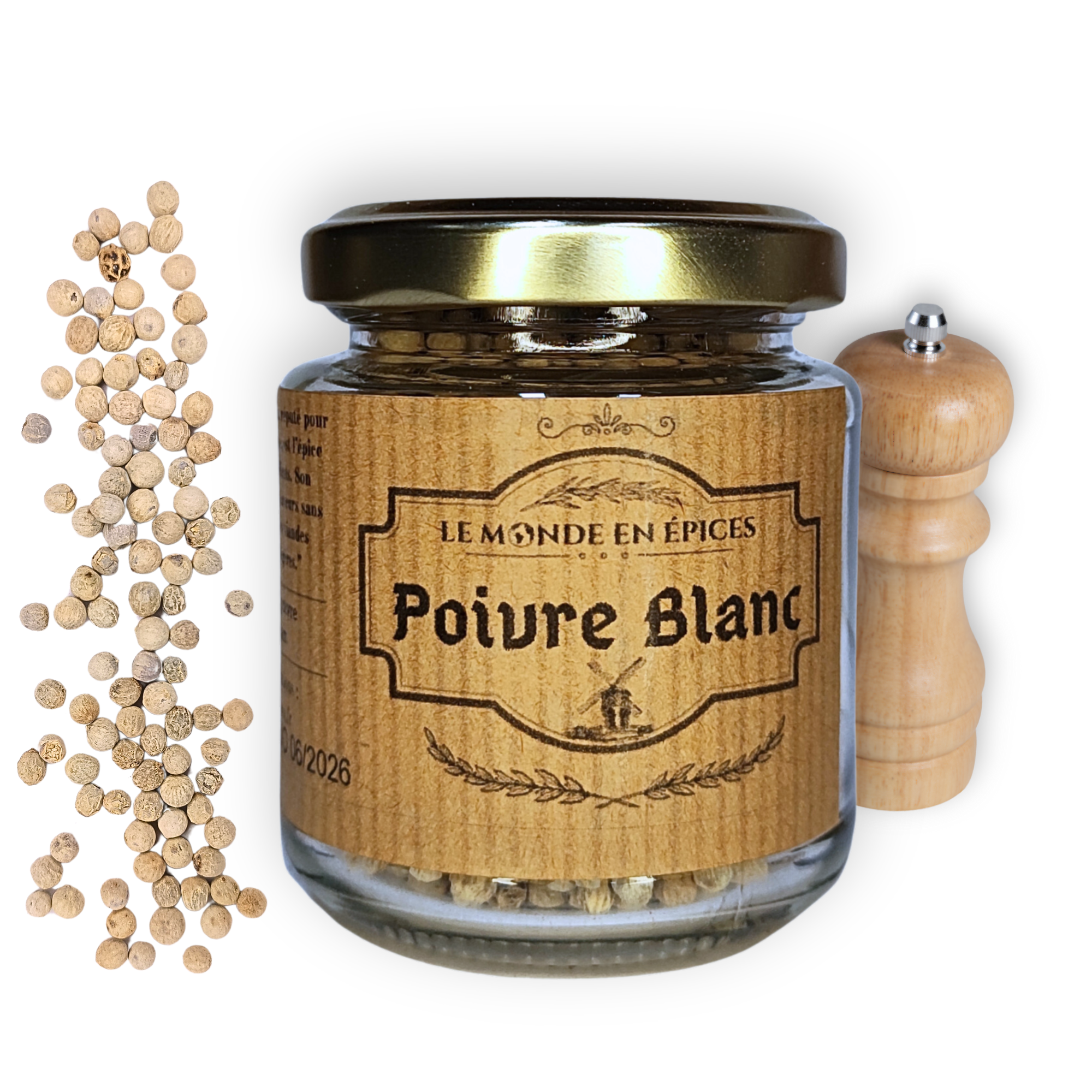 Poivre blanc du Sri Lanka 65g - Pot en verre