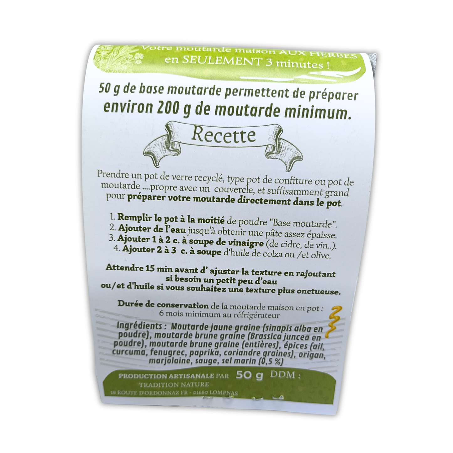 Moutarde maison aux herbes - 50 g cartonnette